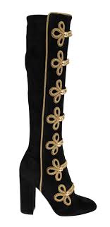 Black And Gold Boots On Sale Dolcegabbana Boots Black Suede Stretch Gold Boots Black Dolce Gabbana Boots Shoes Gorgeous Brand New With Tag Gold Boots Boots Black Boots