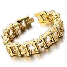 Black And Gold Motorcycle Chain Bracelet Exquisite Mens Gold Bike Chain Bracelet Of Stainless Steel High Polished Want To Know More Mens Jewelry Bracelet Gold Chains For Men Mens Bracelet Designs