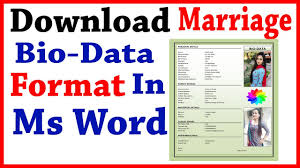 Formats of biodata major magdalene project org. How To Download Marriage Bio Data Format In Ms Word à¤¶ à¤¦ à¤• Bio Data Format In Ms Word Youtube