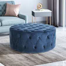 Teal velvet tufted round ottoman with storage 18 in. Orla Modern Glam Round Tufted Velvet Ottoman By Christopher Knight Hom Arcoh