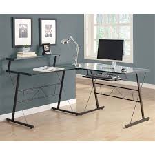 Computer desk with raised monitor shelf. Scranton And Co Glass Top Metal L Shaped Computer Desk In Black Sc 1463967
