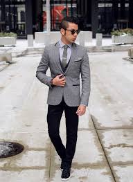 Men S Grey Wool Blazer Charcoal Waistcoat Grey Dress Shirt Black Chinos Black Chinos Men Mens Casual Dress Dress And Sneakers Outfit