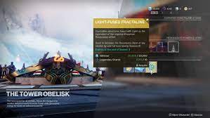 The tower obelisk is going to be the focal point of the event, so make sure it's unlocked and ready to go as there's going to be some benefits . Destiny 2 Empyrean Foundation Bright Future Quest Guide Polygon