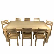 Dining area with dark wood rectangle table surrounded with leather dining chairs. Antique Style Dining Furniture Solid Timber Dining Set