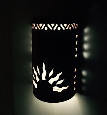 Ceramic Exterior Wall Sconce Half Sun And Detail Cutouts Handmade To Order In Nm Usa Wall Sconces Exterior Wall Light Wall Sconce Lighting
