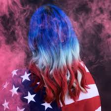 Red White And Blue Hair Dyed Hair Blue Blue Hair Hair Dye Colors