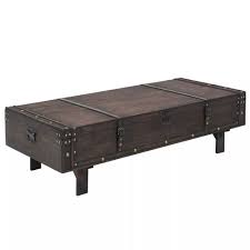 It can also be used as a side table. Wooden Treasure Chest Coffee Table Vintage Storage Trunk Brown Large Table Box Couchtisch Massivholz Wohnzimmertische Couchtisch Stauraum