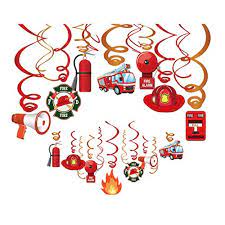 Get ideas for firefighter party supplies, decorations, food ideas, and more! Anor Wishlife Fire Truck Hanging Swirl Decorations Firefighter Fireman For Themed Birthday Party Department Together Celling Home Office Bedroom School 30ct In Kuwait Whizz Party Favors