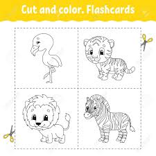 About 0% of these are marker pens, 0% are permanent markers, and 0% are standard pencils. Cut And Color Flashcard Set Flamingo Tiger Lion Zebra Coloring Royalty Free Cliparts Vectors And Stock Illustration Image 141169250