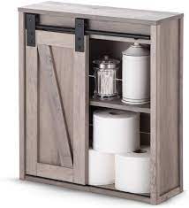 The drawers do need a little extra push to close quiet style cabinet hinges and drawer slides produce low to no sound making the bathroom more pleasant. Landia Home Bathroom Wall Cabinet Storage And Organization With Sliding Barn Door Amazon Com