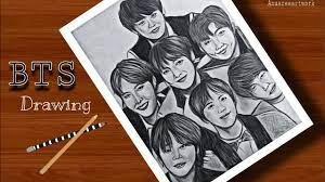 Bts ë°©íƒ„ì†Œë…„ë‹¨ Drawing How To Draw Bts Members Pencil Sketch Drawing Anusree Artwork Youtube