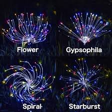 Diy led solar garden lights. Firework Stake Landscape Starburst Fairy Lighting 150 Led Waterproof 8 Flash Modes Copper Wire String Diy Flowers For Walkway Patio Backyard Multi Color 1pc Ooklee Outdoor Solar Garden Lights Post Lights Lighting