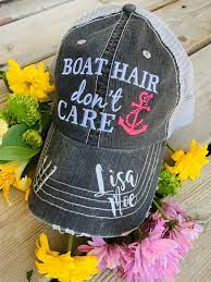 Personalized Boat Hats Boat Hair Dont Care Kayak Hair Dont Etsy Boat Hair Boat Hat Cute Hats