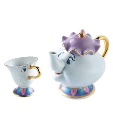 New Style Hot Sale Cartoon Beauty And The Beast Mug Mrs Potts Chip Tea Pot Cup 2pcs One Set Lovely Xmas Gift Tea Pots Chip Tea Cup Ceramic Gifts