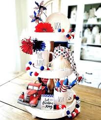 4th Of July Tiered Tray With Gnome And Hobby Lobby Accessories Ondaisyhilldrive Via Instagram Fourth Of July Decor Tiered Tray Tiered Tray Decor