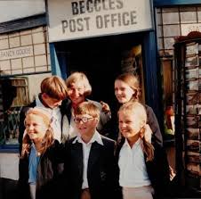 Henry Dimbleby Rosemary Leach Caroline Downer Richard Walton With Sarah And Claire Matthews Outside The Set Of Becc Swallows And Amazons Film Arthur Ransome