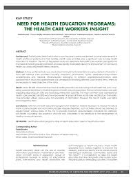 He/ she will also support vmmc related training and will provide technical camp leadership for vmmc service provision, quality assurance, and quality improvement for better clinical outcomes. Pdf Need For Health Education Programs The Health Care Workers Insight