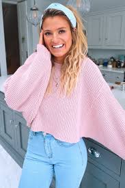 Meggan Grubb Dusky Pink Rib Knit Oversized Cropped Jumper In The Style Usa Pink queen oversized turtleneck sweater dress with pockets. usd