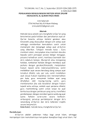 Untuk mempermudah menghafal alqur'an maka ada beberapa cara yang bisa diketahui. Pdf Pengajaran Menggunakan Metode Kaisa Dalam Menghafal Al Quran Pada Anak