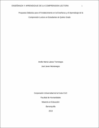Quinto grado contestado en cada caso indique si el numero que aparece en el inciso : Ensenanza Y Aprendizaje De La Comprension Lectora Propuesta Didactica Para El Fortalecimiento En La Ensenanza Y El Aprendiza