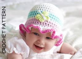 BABY HAT PATTERN by Kjd, Crochet Hat Pattern Cotton Baby Hat pattern  Butterfly Hat Pattern frilly hat pattern Baby girl hat pdf pattern Uk