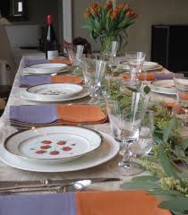 My Table Setting For This Year S Thanksgiving I Lined The Center Of The Table With Seeded Eucalypt Ina Garten Outdoor Brunch Table Thanksgiving Table Settings