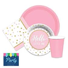 Contemporary Design Girl Baby Shower Plates And Napkins Elegant Girls Pink Gold Baby Show Girl Baby Shower Plates Baby Shower Plates Baby Shower Party Supplies