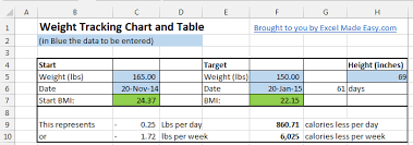 Weight Loss Chart Excel Bulat