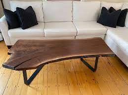 Walnut live edge slab coffee table custom order mid century nakashima style. Live Edge Wood Slab Coffee Table Before After Stonewood Products