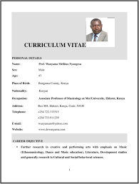Dec 11, 2020 · mixed (combined format) resumes combine the chronological and functional formats. Curriculum Vitae Personal Details Prof Wanyama Mellitus Nyongesa Age 47 Associate Professor Of Musicology At Moi University Eldoret Kenya Pdf Free Download