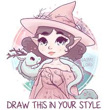 Thought It Was Time To Start Another Draw This In Your Style Event This Time A Cherry Blossom Witch W Art Style Challenge Drawing Challenge Art Challenge