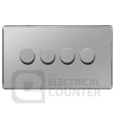 The matrix kits allow you to purchase dimmer plates and modules separately, enabling you to combine different dimmers on one dimmer plate. Bg Nexus Screwless Flat Plate Fbs84 Brushed Steel 4 Gang Dimmer Switch