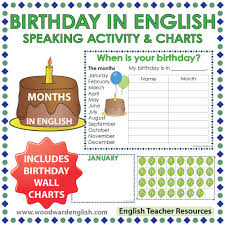 English Months Birthday Speaking Activity And Charts