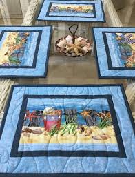 Find many great new & used options and get the best deals for pinzon quilted placemats with coordinating napkins 4 placemats and 4 napkins f at the best online prices at ebay! Blue Quilted Placemats Washable Mats Coastal Placemats Beach Table Decor Quilted Placemats Beach Cottage Decor Sold In Sets Of 4 Place Mats Quilted Table Runner And Placemats Placemats