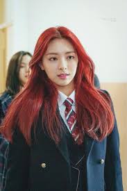 Yuna Kpop Kdrama Bts Exo Kpoparmy Red Hair Kpop Girl Red Hair Kpop School Girl Outfit