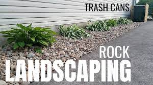 Diy Rock Landscaping Idea River Rock No Fabric Hide Trash Cans Youtube In 2021 Landscaping With Rocks Outdoor Gardens Landscape