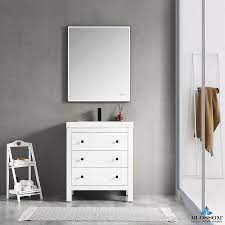 One door two drawer vanities. York Blossom 30 Inch Bathroom Vanity Color Matte White Acrylic Sink