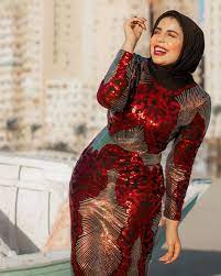 الاحمر dresses high neck dress fashion