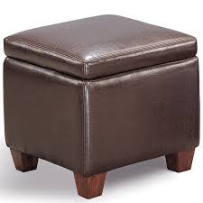 Homcom linen storage ottoman bench storage chest tufted ottoman cube with flipping top. Coaster Faux Leather Cube Shaped Storage Ottoman In Dark Brown 500903