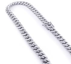 White gold chain for men. 9k 14mm White Gold Miami Cuban Link Curb Chain For Men 24in Klarity London