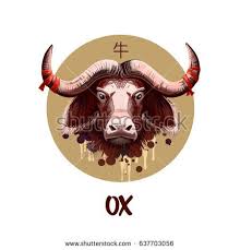 Ox Chinese Horoscope Character Isolated On White Background Symbol Of New Year 2021 Animal Cow In Round Circle With Hierogl In 2020 Ox Tattoo Ox Chinese Zodiac Signs