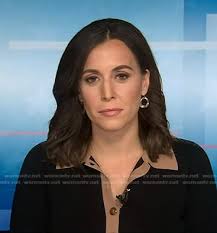 WornOnTV: Hallie Jackson's black contrast trim knit dress