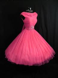 Vintage 1950 S 50s Fuschia Hot Pink Beaded Ruched Chiffon Organza Party Prom Wedding Dress Prom Dresses Vintage Bridal Dresses Vintage Vintage Dresses