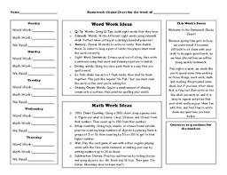 homework choice chart march by the kindergarten guy tpt