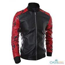 Red And Black Faux Fur Leather Jacket Manufacturer For Men Leather Jacket Men Leather Jacket Style Custom Leather Jackets