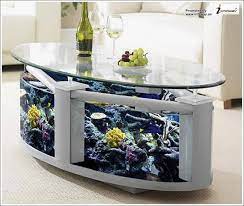Furniture Interior Minimalist Oval Fish Tank Table With Cute White Sofa For Chic Living Room Amazing Fish Tanks Design Fish Tank Coffee Table Aquarium Coffee Table Fish Tank Table