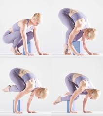 Get Into One Legged Crow Using A Block And A Wall Yoga Blocks Exercises Yoga Teacher Training Yoga Block
