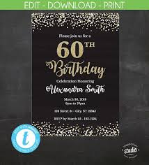 Black And Gold Birthday Invitations Templates 60th Birthday Invitation Easy To Use Template 40th Birthday Invitations 60th Birthday Invitations 70th Birthday Invitations
