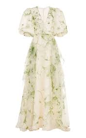 Costarellos Printed Organza Sleeveless Dress With Asymmetrical Overskirt Di 2020