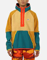 On Sale Nike Sportswear Sherpa Half Zip Jacket Gold Teal Sneaker Shouts